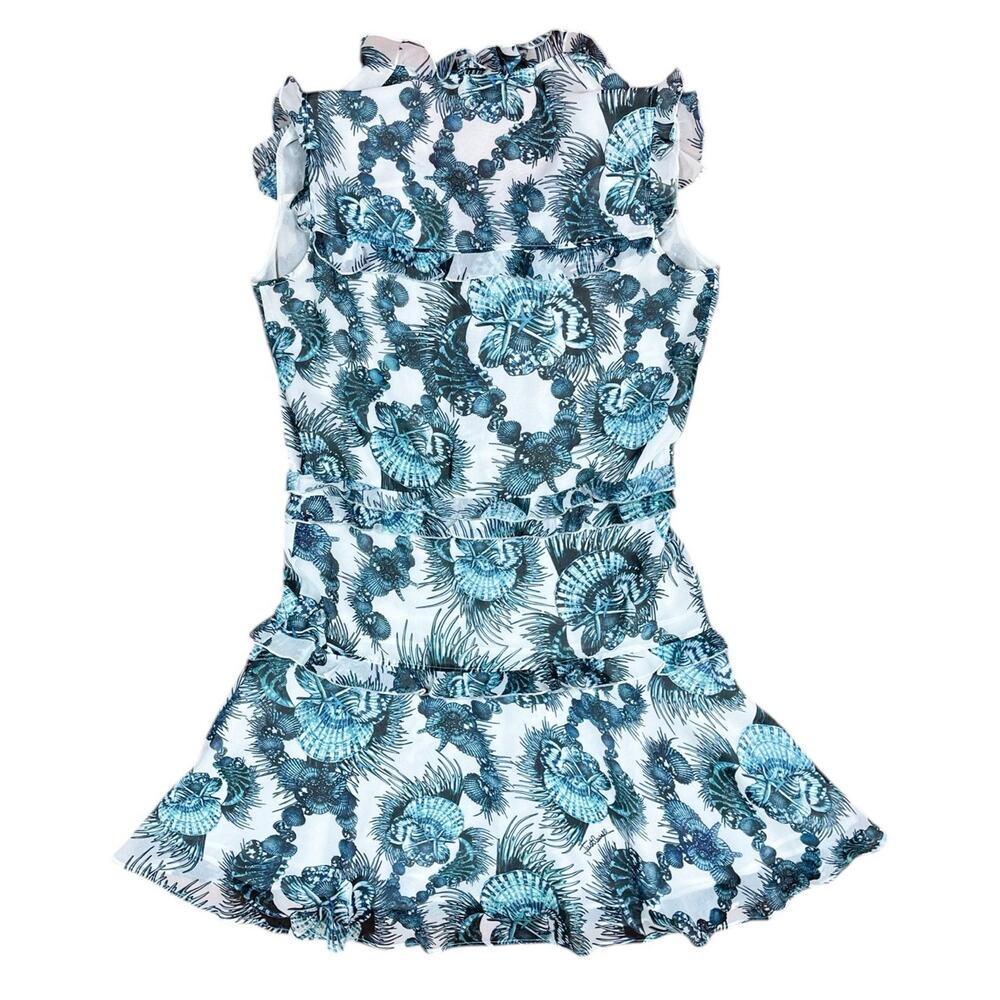 Just Cavalli Sea Shell Starfish Ocean Ruffle Mini Dress Coastal Resort Size 40 - Picture 4 of 7